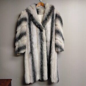 Vintage Women's Faux Fur Long Coat Size 6P #544